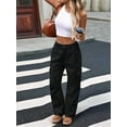 thumbnail image 4 of Women'S Baggy Jeans Pull on Stretchy Loose High Waisted Wide Leg Denim Pants Y2K 90s Black L, 4 of 6