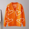 thumbnail image 2 of WXLWZYWL Sweaters for Women Women'S Clothing Can Wear New Knitwear All the Year Round Valentine'S Day Sweater Love Short Cardigan Sweater Coat Orange, 2 of 6