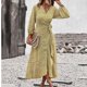 thumbnail image 4 of Vestido de manga larga con escote en V y vendaje en la espalda con estampado floral de primavera y otoño para mujer Fridja NMB4492, 4 of 9