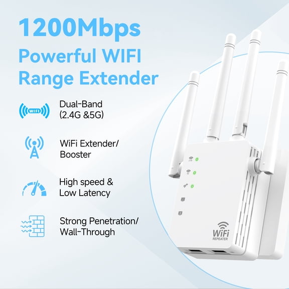 GEYILO WiFi Extender Signal Booster for Home, Long Range Internet Booster with Ethernet Port, WiFi Repeater up to 12880 sq ft and 105 Devices