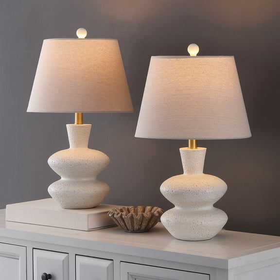 Safavieh Mecca 13" Modern Resin Table Lamp, Off-White, Set of 2