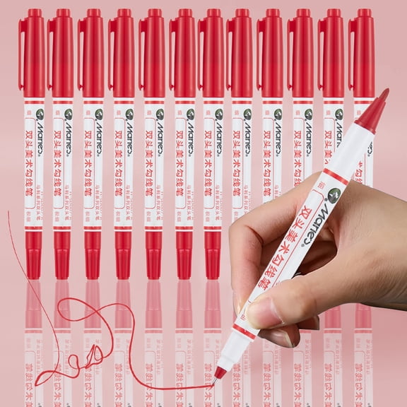 12pcs Double Tip Paint Marking Pen,Red Waterproof Archival Ink Pens, Multi-Line Pens, Illustration Pens, Suitable for Sketching, Watercolor Painting, Anime, Comics, And Professional Drawing