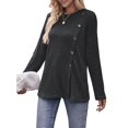 thumbnail image 3 of Tops de Larga para Mujer, Túnicas, Botones, Abertura Frontal Negro y Gris S, 3 of 9