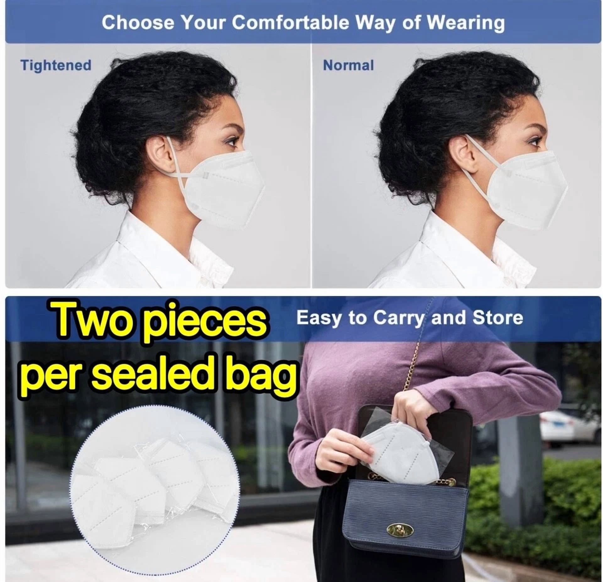 CIRCLE- 50 Pcs White Kn95 Protective 5 Layer Face Mask Bfe 95% Disposable Byd Masks