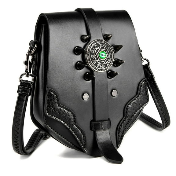 Huhudde Punk Styles Ladies Handbag Leather Crossbody Purse with Adjustable Strap Costume Phone Bags for Shopping and Casual Use