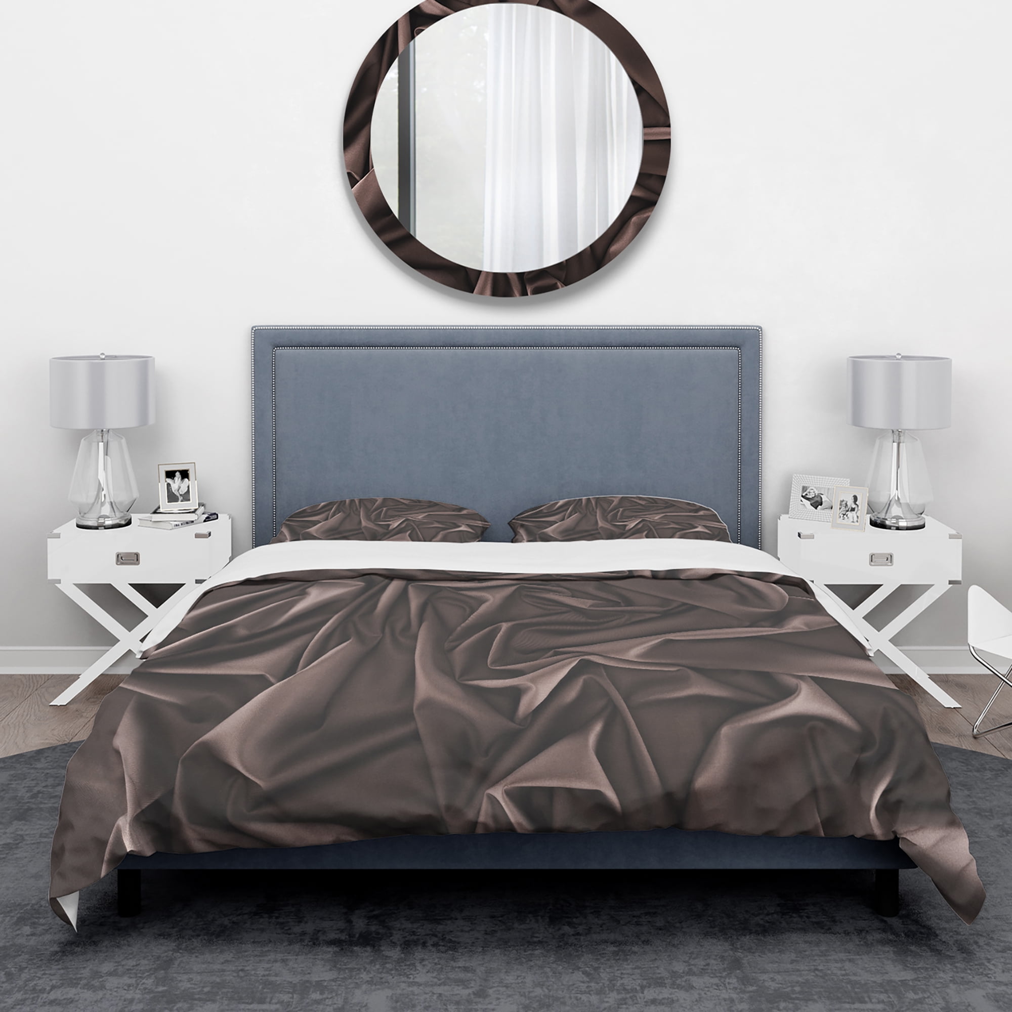 Designart 'Folded Dark Silk Waves' Modern & Contemporary Duvet Cover Set