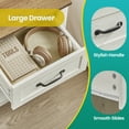 thumbnail image 2 of LEDREM Farmhouse Nightstand Set of 2 - Rustic White Bedside Tables with Charging Station, Drawer & Open Shelf, Rustic White and Honey Brown, 2 of 6