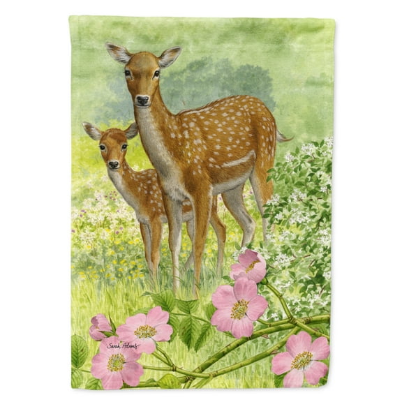 Carolines Treasures ASA2130GF Fallow Deer and Calf Flag Garden Size  Small multicolor