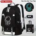 thumbnail image 1 of Mochila Luminosa Con Estampado De Dibujos Animados Casual, Mochila Escolar De Gran Capacidad, Mochila De Viaje, 1 of 4
