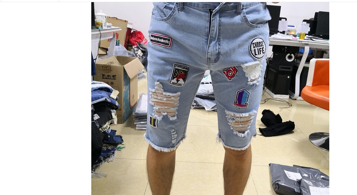 mens fitted jean shorts