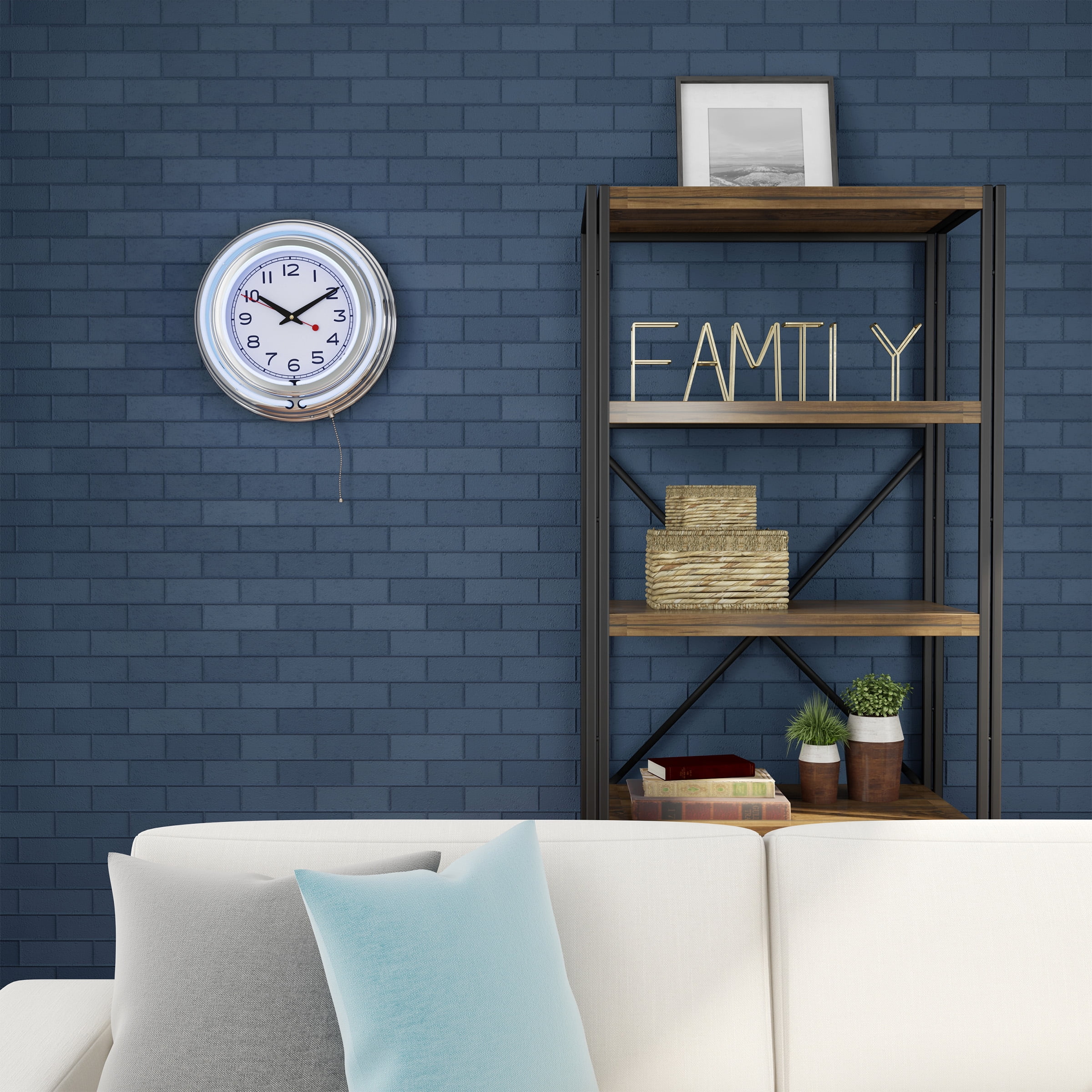 Neon Wall Clock- 14 Round, Double Light Ring, Dual Power, Analog Quartz Timepiece- Retro Décor for Bar, Garage & Game Room by Lavish Home (White)