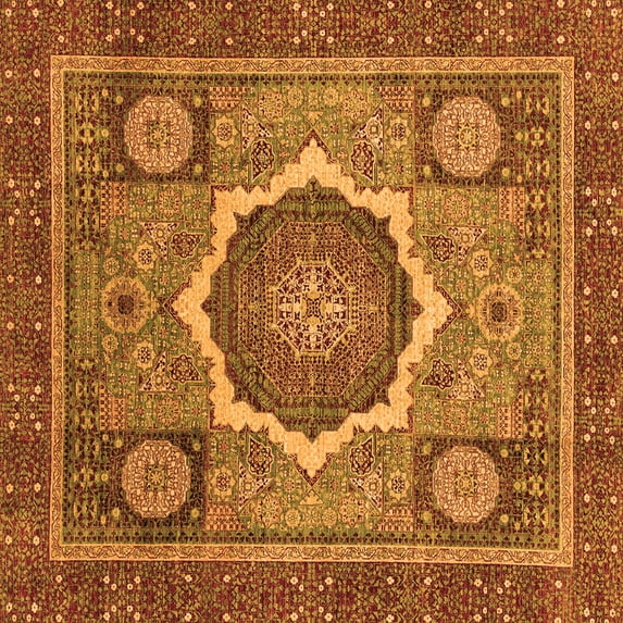 Ahgly Company Indoor Square Abstract Orange Modern Area Rugs, 3' Square