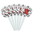 thumbnail image 1 of Letter X Initial Damask Elegant Red Black Cupcake Picks Toppers - Set of 6, 1 of 1