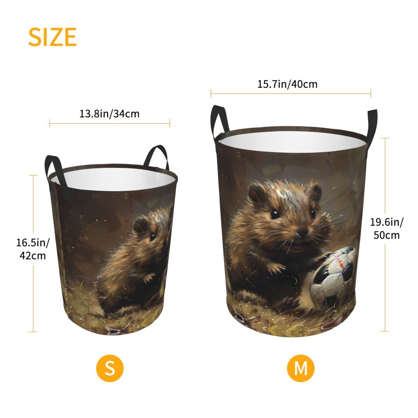 Large Laundry Basket with Handles - Football Loving Hamster Kids Baby Dirty Clothes Laundry Hamper for Bedroom Aesthetic