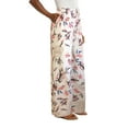 thumbnail image 2 of Briggs Women's Wide Leg Lightweight Linen Blend 2 Pockets Floral Pants, 2 of 3
