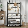 thumbnail image 2 of Brochao 5 Tiers Shoe Rack with Coat Rack, Shoe Organizer Storage with Hooks, Freestanding Shoe Shelf for Entryway, Hallway, Office, Black, 2 of 7