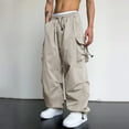 thumbnail image 4 of Parachute Cargo Pants for Men Loose Fit Baggy Sweatpants Casual Pant with Pocket Outdoor Drawstring Trousers, 4 of 9