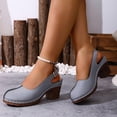thumbnail image 4 of GERsome Chunky Block Heels Women's Sandals Closed Toe Slip-On Slingback Work Party Dress Pumps Shoes Gray Size 7, 4 of 9