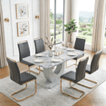 thumbnail image 3 of StnTalk Dining Table Set for 6, 63'' Grey Faux Marble Dining Room Table with 6 PU Leather Chairs, Modern Kitchen Table Set with Golden Metal Legs for Dining Room, 3 of 11