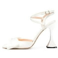 thumbnail image 4 of YDN Women Lovely Closed Pointy Toe Bows Pumps Ankle Strap Buckle Special High Heel Sandals Prom Dress Evening Shoes Size 6 White, 4 of 4