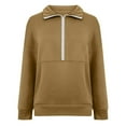 thumbnail image 4 of YUGYXL Women's Half Zipper Pullover Long Sleeve Sweatshirt with Pockets Casual Collared Blouse Tops Khaki XXL, 4 of 7