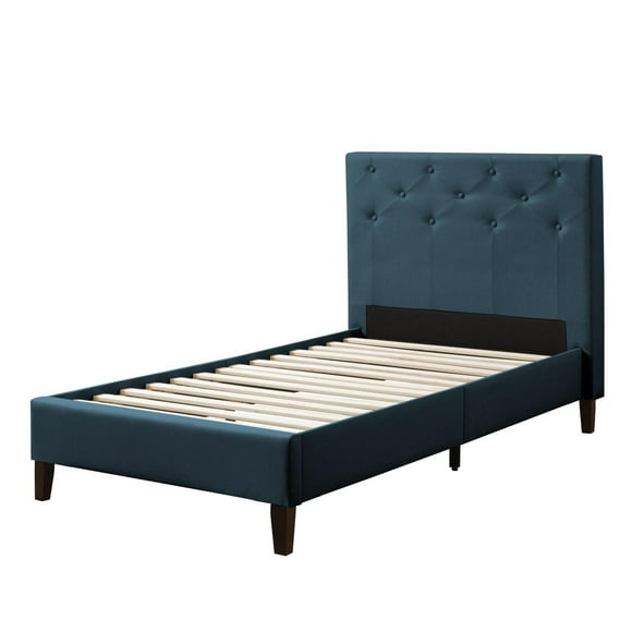 CorLiving Nova Ridge Upholstered Adult Twin Size Platform Bed Frame with Tufted Headboard, No Box Spring Required
