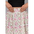 thumbnail image 3 of Women White & Pink Floral Block Printed Maxi Skirt with Elastic Waist, Flowy Casual Summer Skirt - XXL, 3 of 6