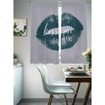 thumbnail image 4 of Kiss Me Text Lipprint Sheer Curtains 72 Inch Long 2 Panels, Purple Blue Retro Abstract Light Filtering Rod Pocket Semi Sheer Curtains, Sheer Voile Drapes for Living Room Bedroom, 52"x72", 4 of 5