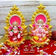 Bossify Beautifully Handcrafted Pair of Clay Laxmi Ganesha Idol 6 Inches | Laxmi Ganesh Murti for Diwali | Terracotta Clay Laxmi Ganesh Statue Showpiece for Diwali Home Decor | Gift Item