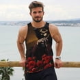 thumbnail image 6 of KLL Elegant Rose Skull Print Men's Muscle Gym Workout Stringer Tank Tops Bodybuilding Fitness T-Shirts Tank Tops Men-X-Large, 6 of 7