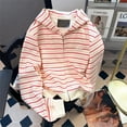 thumbnail image 2 of Pink Stripes Hooded Sweatshirt Women'S Pullover Casual Loose Fit Long Sleeve Zip Up Jacket Outerwear Spring Fall Streetwear Style, 2 of 4