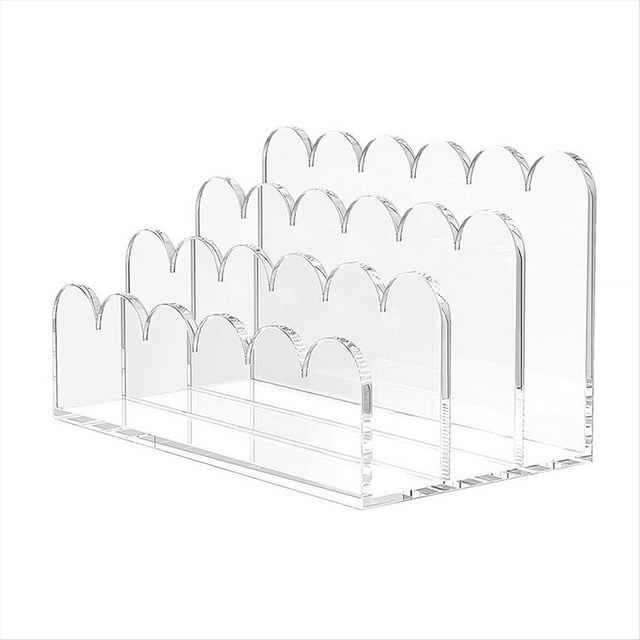 Organizador de Correo Acrílico de 3 Ranuras para Escritorio, Clasificador de Documentos Transparente Festoneado, Archivador Vertical para Oficina y Hogar.