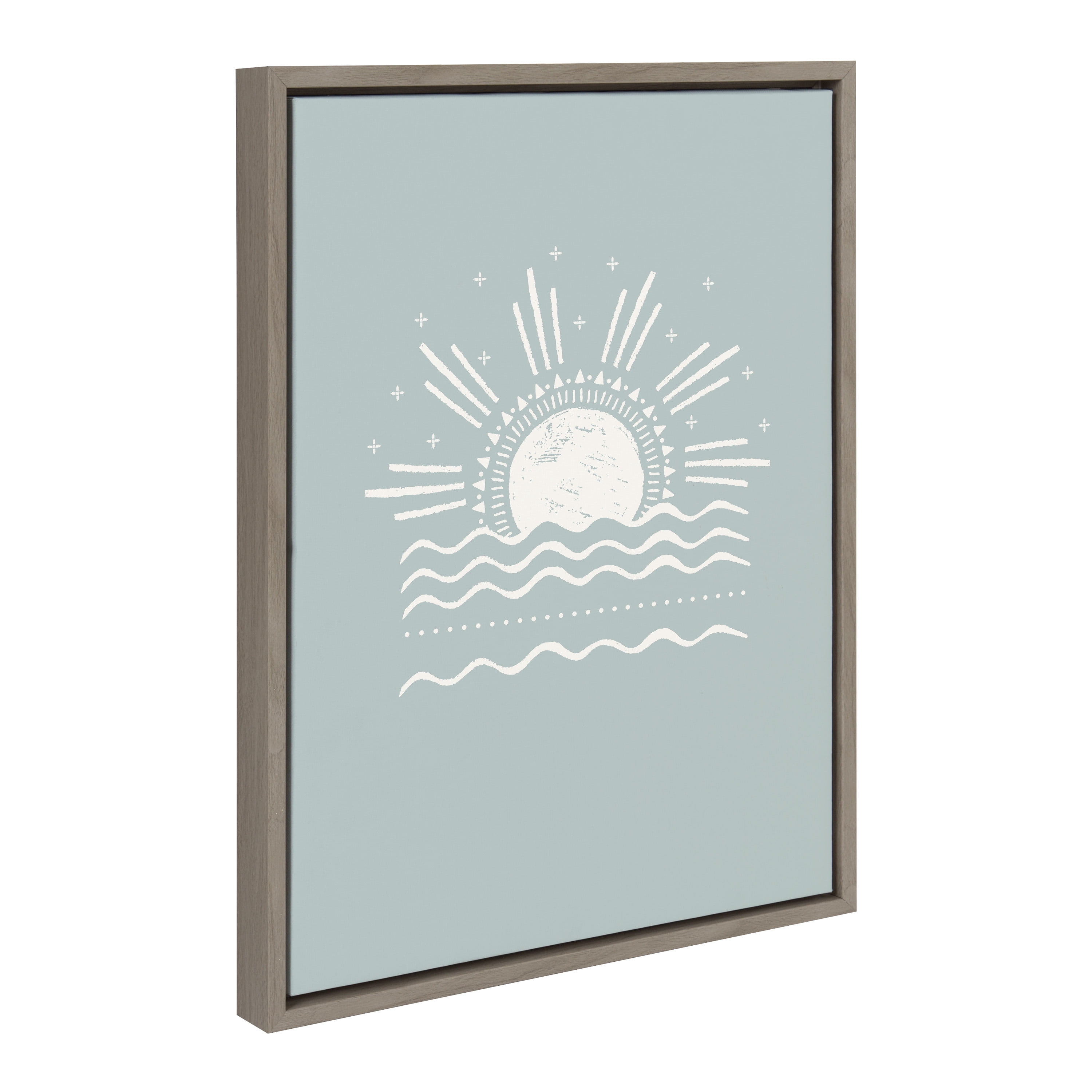 Kate and Laurel Sylvie Sun Beach Tropical Surf Framed Canvas Wall Art by The Creative Bunch Studio, 18x24 Gray, Abstract Art for Wall
