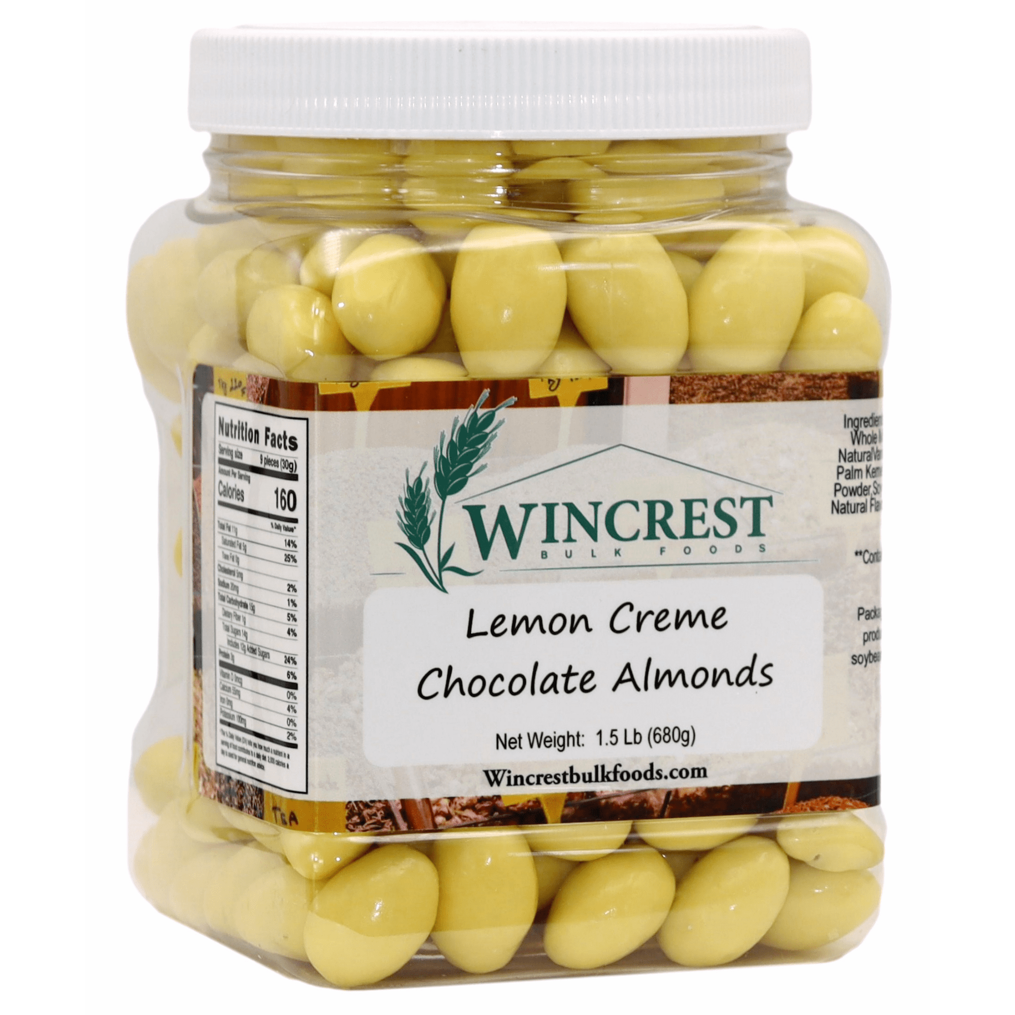 WinCrest Lemon Creme Chocolate Almonds - 1.5 Lb Tub