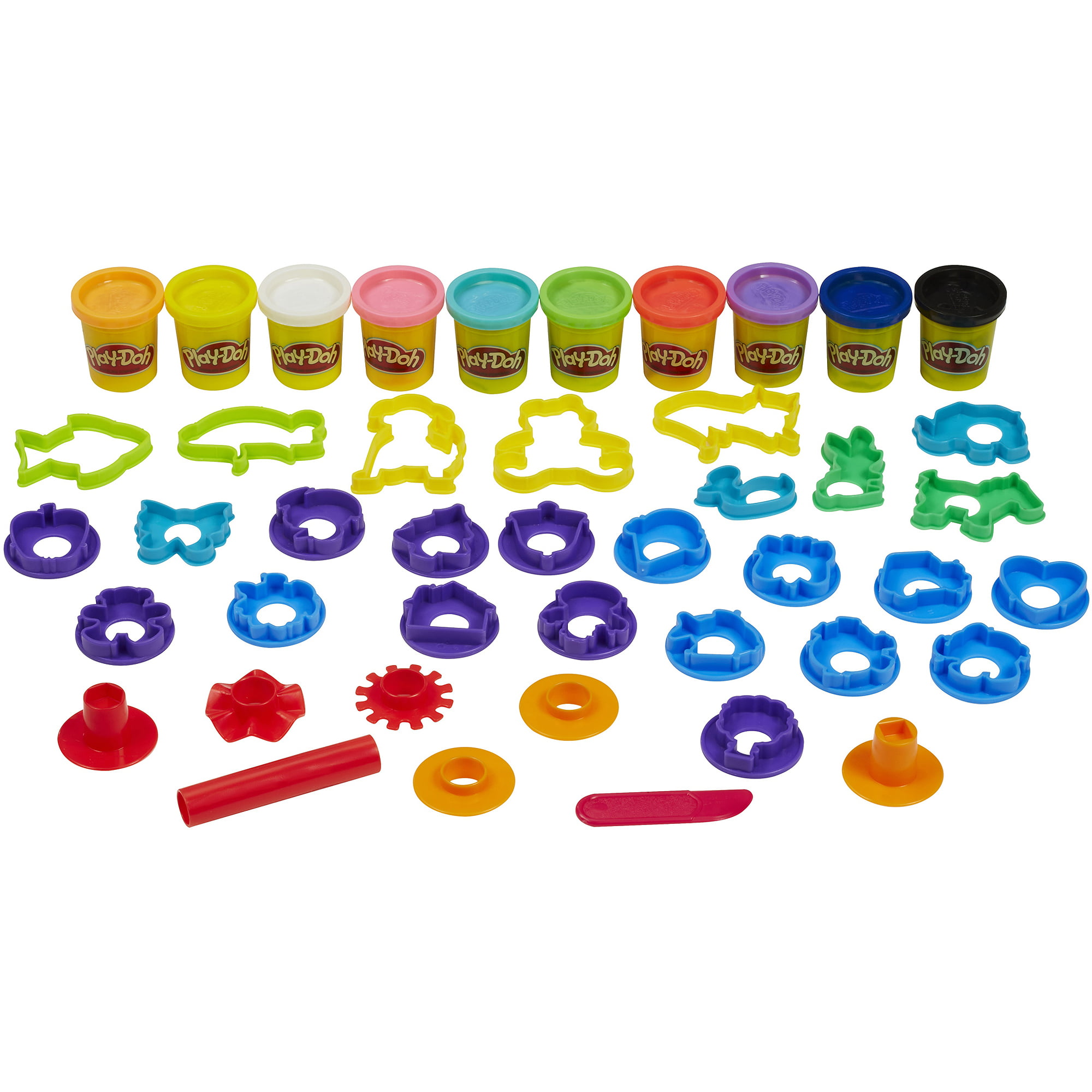 Hasbro Play-doh Fun Numbers & Shapes Set 10 Stampers 3 Mold Plates 6 Colors for sale online 