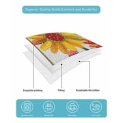 Welcome 3 Piece Quilt Set Full Size, Spring Yellow Pink Dots Floral White Linen Texture Soft Bedspread Coverlet Bedding Set Microfiber Lightweight Comforter Set with 2 Pillowcases for Bedroom