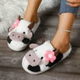 thumbnail image 5 of HaoXun Women's Cow and Flower Decorated Slippers - Soft Fleece Lined Warm Indoor House Shoes for Fall and Winter, 5 of 9
