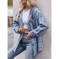 thumbnail image 6 of Liacowi Women Juniors Flannel Shirt Jacket Hood Outwear Lapel Long Sleeve Vintage Plaid Shacket Casual Tops for Teen, 6 of 8