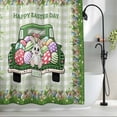 thumbnail image 2 of Spring Easter Small Stall Shower Curtain, Waterproof Shower Curtains for Bathroom, Easter Eggs Bunny Truck Botanical Green Plaid Washable Fabric Bath Curtain for Bathtub with Hooks 36x72 Inches, 2 of 9