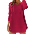 thumbnail image 4 of Yigetop Lightweight Hoodies for Women, Women's Cotton Linen Long Sleeved Hooded T Shirt Beach Long Sleeved V Neck Large Pocket Shirt Top Womens Hoodies Red S, 4 of 6