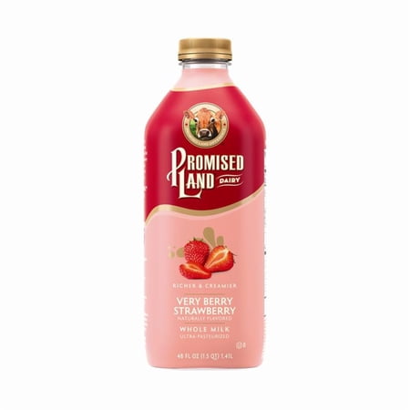 Promised Land Flavored Whole Milk with Calcium, Very Berry Strawberry, 48 fl oz