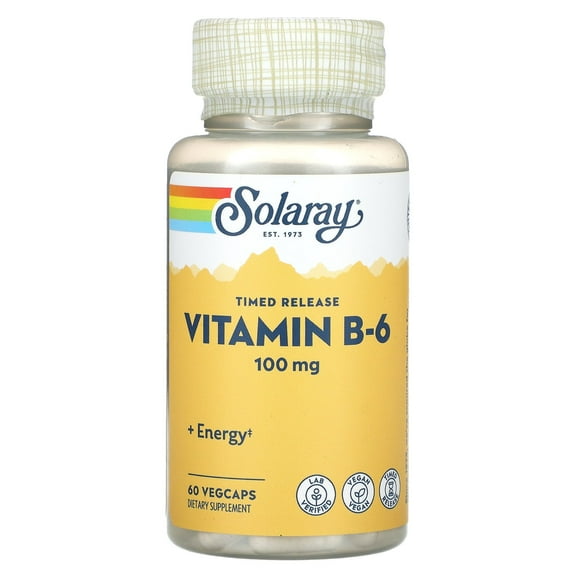 Vitamin B-6 100 mg Two-Stage Timed Release by Solaray - 60 Capsules