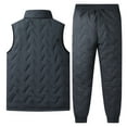 thumbnail image 3 of Men’s Quilted Vest and Pants Set with Fleece Lining Casual Stand Collar Sleeveless Outerwear and Drawstring Waist Trousers, 3 of 3