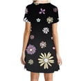 thumbnail image 3 of Summer Shift Dresses for Women Beach Floral Cute T Shirt Dress Sundress Casual Boho Crewneck Short Sleeve Mini Dress, 3 of 4
