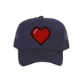 thumbnail image 1 of Men's 80's Retro Large 8 Bit Pixelated Heart Gamer Trucker Hat, Navy, 1 of 2