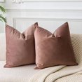 thumbnail image 1 of Chenchen Throw Pillow Covers Set of 2 Decorative Velvet Pillow Covers for Couch Sofa Bed Soft Cushion Covers Cases with Invisible Zipper for Living Room Home Decor 16x16 inch, Jam, 1 of 1