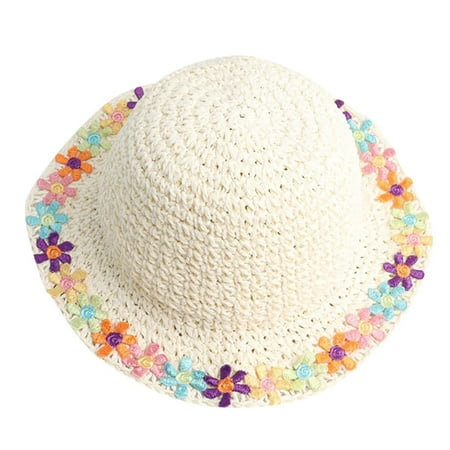

AIMAOMI Kids Summer Straw Hat Floral Beach Sun Protection Hat for Girls Boys H