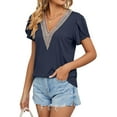 thumbnail image 6 of Liacowi Women Short Sleeve T Shirts V Neck Summer Shirts Basic Casual Loose Tee Tops, 6 of 8