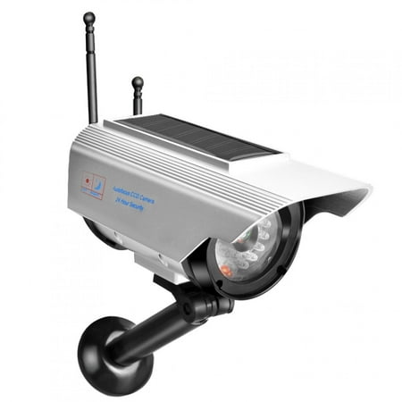 

Kritne Dummy Camera Solar Power LED Fake Camera Outdoor Security Surveillance Silver Dummy Camera Dummy Surveillance Security Camera