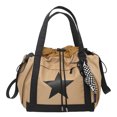 thumbnail image 1 of Bolso Unisex Ocio Bolsos Asa superior Diseño de estrellas Nylon Satchel Caqui, 1 of 9
